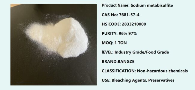 BANGZE Food Additives Sodium Metabisulfite Na2S2O5 For Food Use 25KG Bag Sodium Pyrosulfite factory