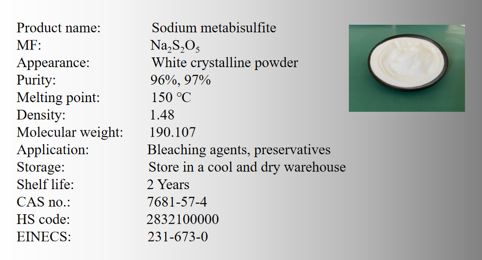 나트륨 Metabisulphite 백색 분말 산업 식품 등급 나트륨 Metabisulfite 공장