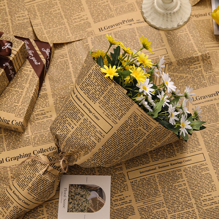 20 Sheet/Bag Newspaper Style Flower Wrapping Paper   details