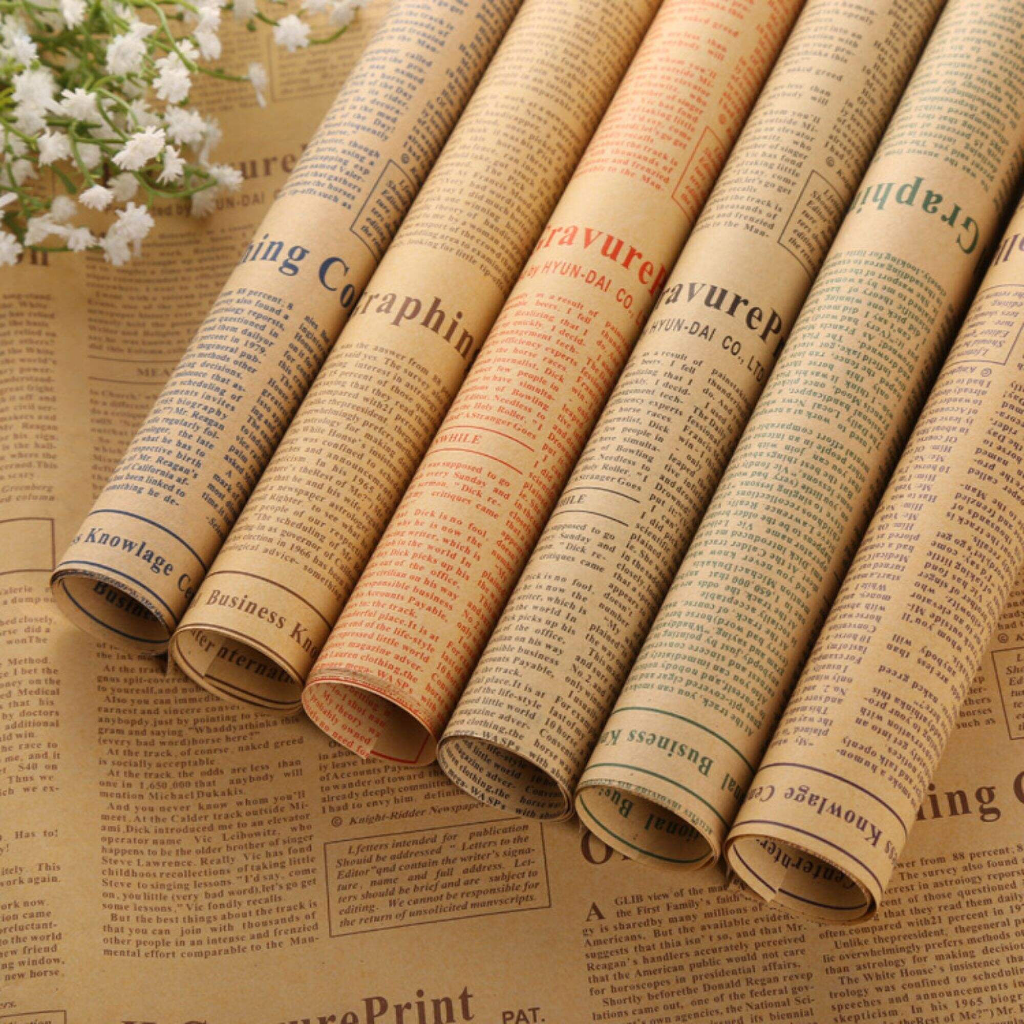 20 Sheet/Bag Newspaper Style Flower Wrapping Paper  