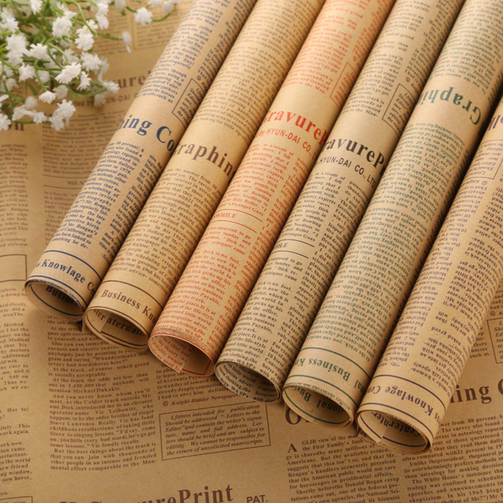 20 Sheet/Bag Newspaper Style Flower Wrapping Paper