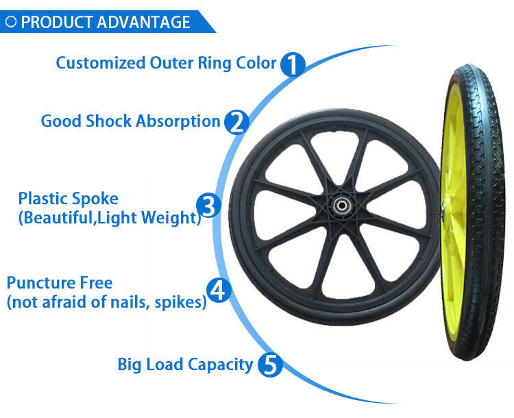 20x1.75 pu foam wheel wheelchair front wheel 20 Inch Flat Free Pu Foam Filling Tire Solid Wheels factory