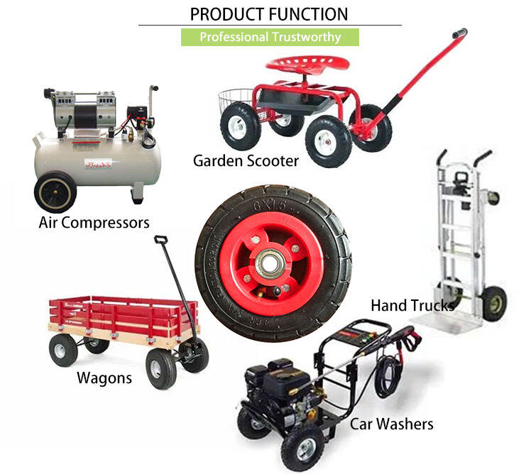 6 inch high quality plastic rim pneumatic rubber tire toy wheel wagon cart for kids supplier
