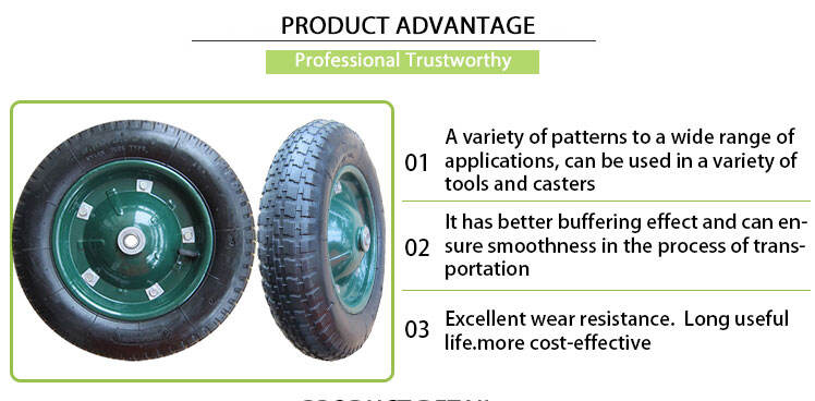 Hot 13-Inch Lawn Mower Caster Wheels Rubber Spoken Rim Pneumatic Garden Cart Wheels pneumatic rubber wheel details