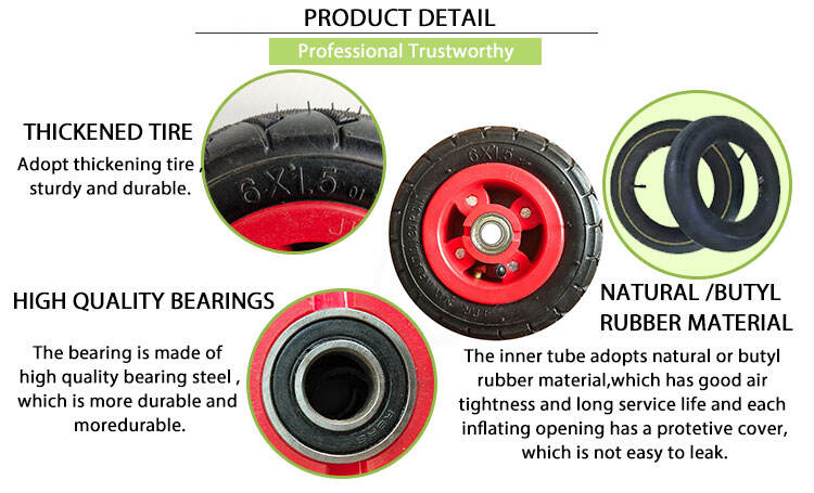 6 inch high quality plastic rim pneumatic rubber tire toy wheel wagon cart for kids supplier