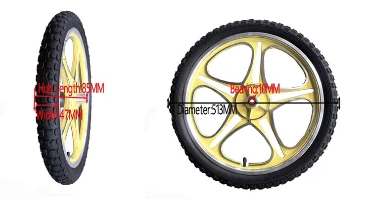 bicycle trailer wheels 20 inch pu foam wheel with yellow rim factory