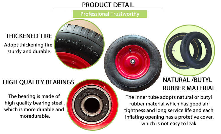 16 inch 4.10/3.50-6 wheelbarrow pneumatic rubber wheel wheelchair wheel details