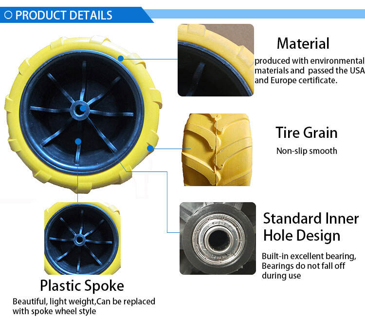 7 Inch Wide Sand PU Foam Wheel For Outdoor Folding Beach Trolley freight wagon factory