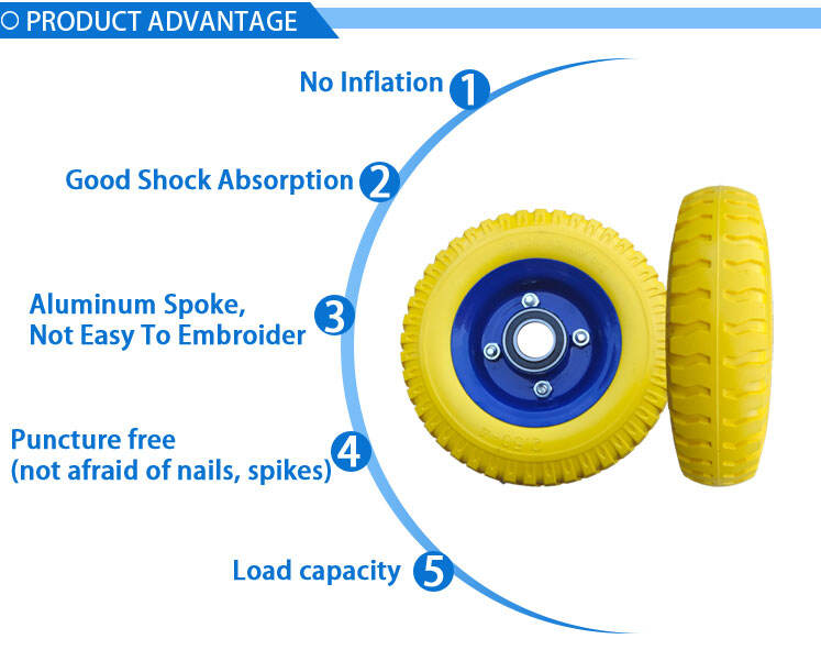 250-4 Pneumatic Hand Trolley Wheel Solid Inflatable with Rubber Material for Wheelbarrow Made of Steel and Plastic factory
