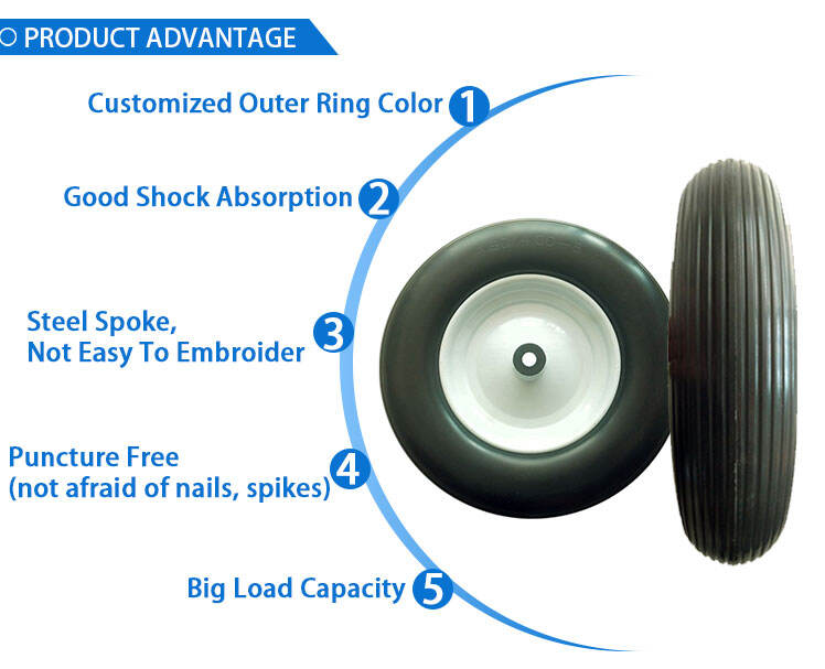Puncture Proof Baby Stroller Solid Pu Foam Wheel Steel Spoke Pu Foam Wheel With Enamel details