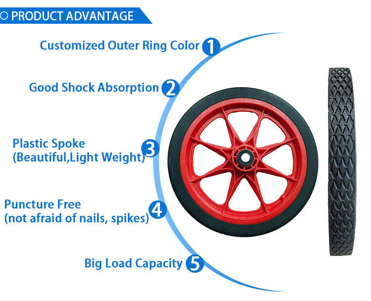 15 inch bicycle pu foam tyre wheel puncture proof pu foam smooth wheels for hand trolley factory