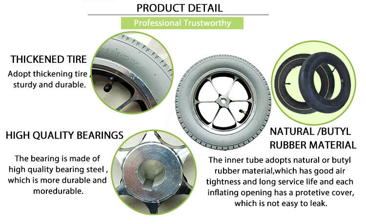 New 12-Inch Pneumatic Rubber Aluminum Rim Keyway Bearing Driving Wheel Elderly Bicycles/Electric Shopping Carts Retail Industry manufacture