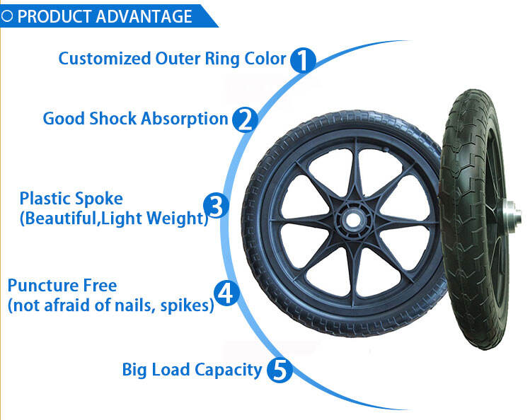 New 16-Inch PU Foam Tire Wheel 16x1.75 Non-Pneumatic Double-Wheel Barrow Cart Wheel for Retail Manufacturing Plants Home Use manufacture