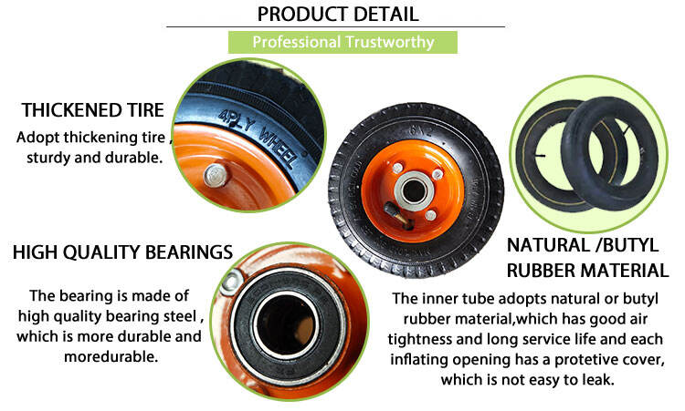 6 8 10 12 16 high quality cart inflatable wheels applied to tool cart 6*2 inflatable casters factory