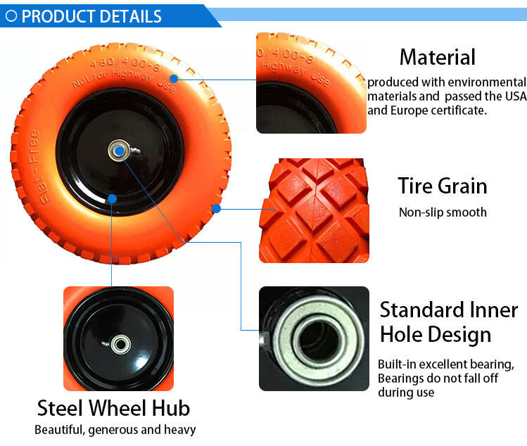 10 12 16 inch PU foam wheel Big Load Capacity 390mm Pu Wheels Puncture Free Pu Foam Rubber Wheels details