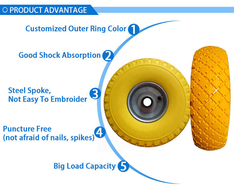 New 10 inch anti-puncture high elasticity wheelbarrow PU bearing wheel pu caster wheel factory