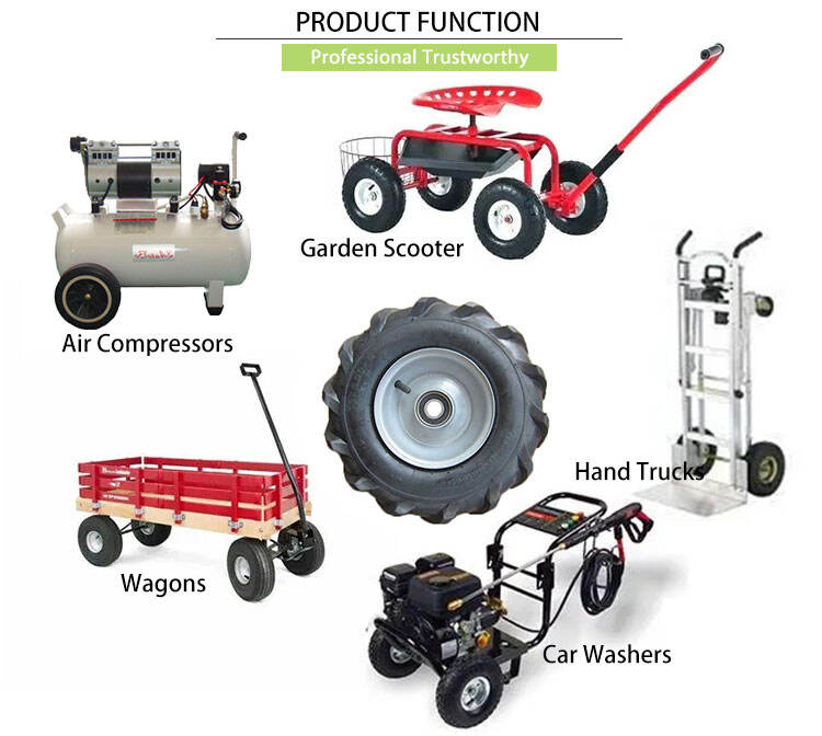 Heavy duty durable construction wheelbarrow tire agricultural tiller pneumatic rubber wheel with steel rim details
