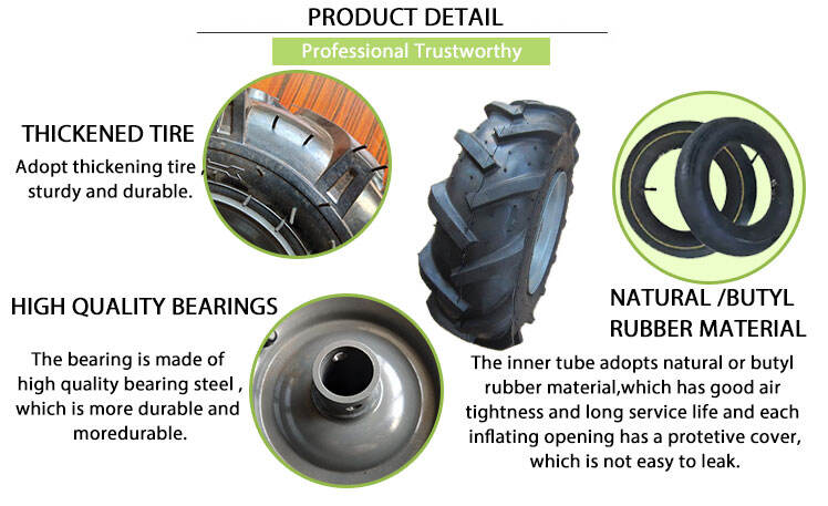 Heavy duty durable construction wheelbarrow tire agricultural tiller pneumatic rubber wheel with steel rim factory