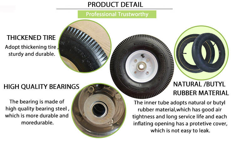 10" pneumatic wheel 3.50-4  pneumatic wheelbarrow wheel Inflatable wheels for tool carts manufacture