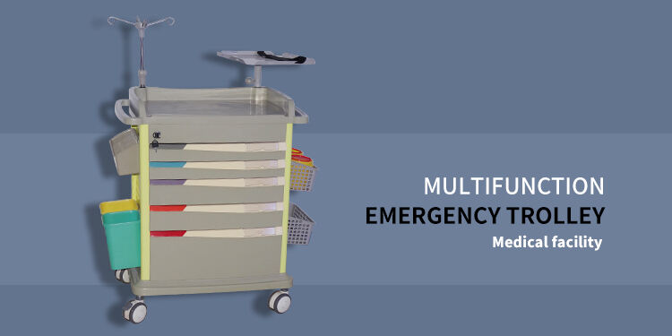 BDT213 Modern Design Hospital Crash Cart ABS Emergency Trolley With Double Side Drawers Medicine Trolley details