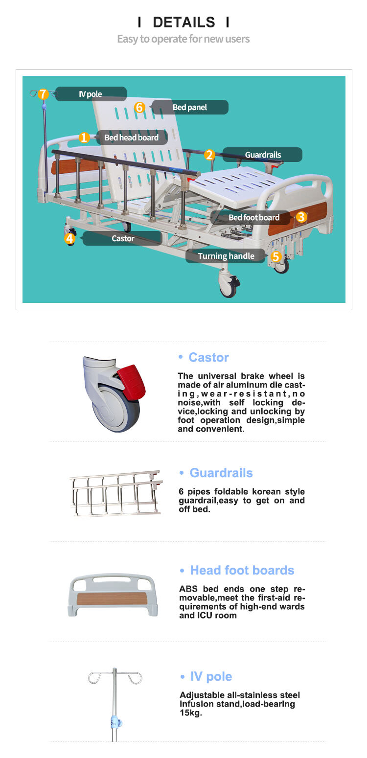 Yc-t5611L Youngcoln Manufacture Medical Bed Cheap Price Trendelenburg Position Manual Hospital Bed with Manual 4 Crank details