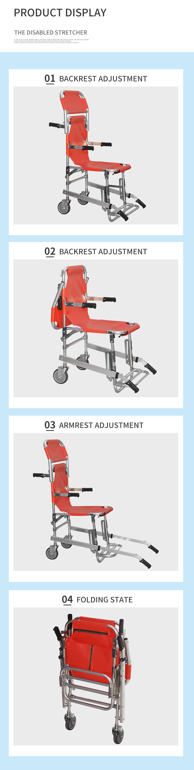 BDST208 Manufacturer Stretcher Stair Lift Chair Aluminum Alloy Ambulance  Emergency Medical Chair Stair Stretcher details