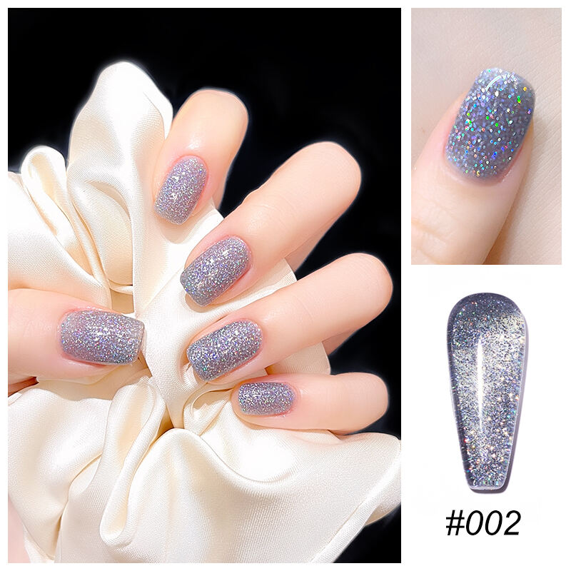 Mannfi Newest Reflective Disco Diamond Gel Nail Polish Bottle Item Color UV Glitter Nail Gel Polish Nail Supplier factory