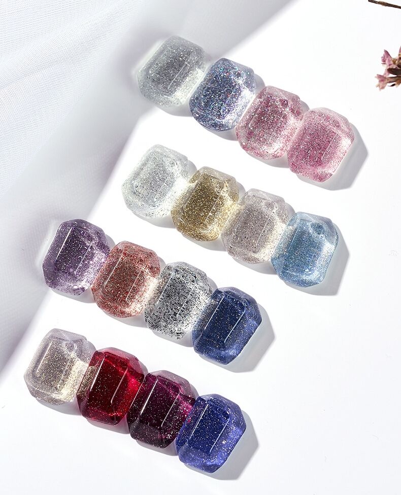 Mannfi Newest Reflective Disco Diamond Gel Nail Polish Bottle Item Color UV Glitter Nail Gel Polish Nail Supplier details