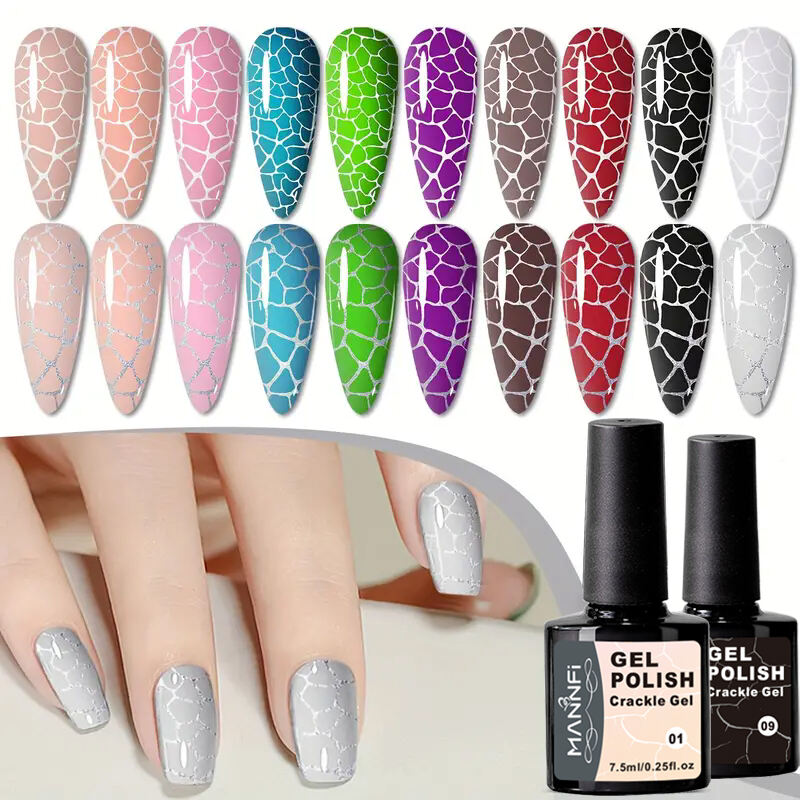MANNFI Nail supplier Nail Art Product High Pigment Cracking Gel Manicure Semi Permanent Gel Polish Uv Led Nail Crackle Gel factory