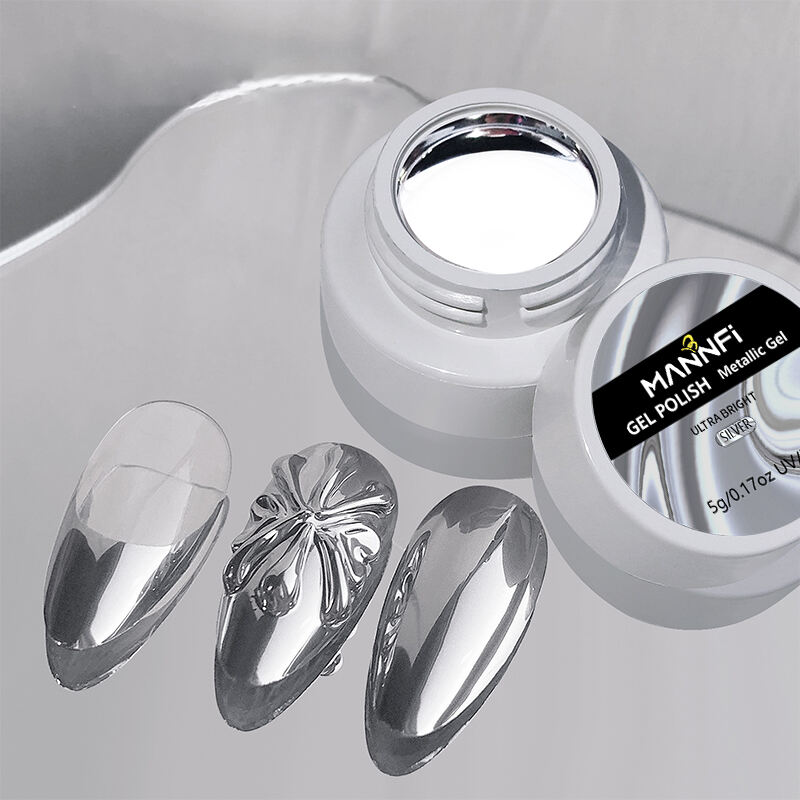 MANNFI Gold Silver Embossing Color Painting Gel Nail Polish Mirror Effect Soak Off Uv Metal Gel Polish Nail Art Design factory