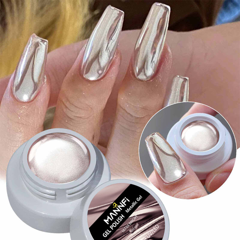 MANNFI Gold Silver Embossing Color Painting Gel Nail Polish Mirror Effect Soak Off Uv Metal Gel Polish Nail Art Design manufacture