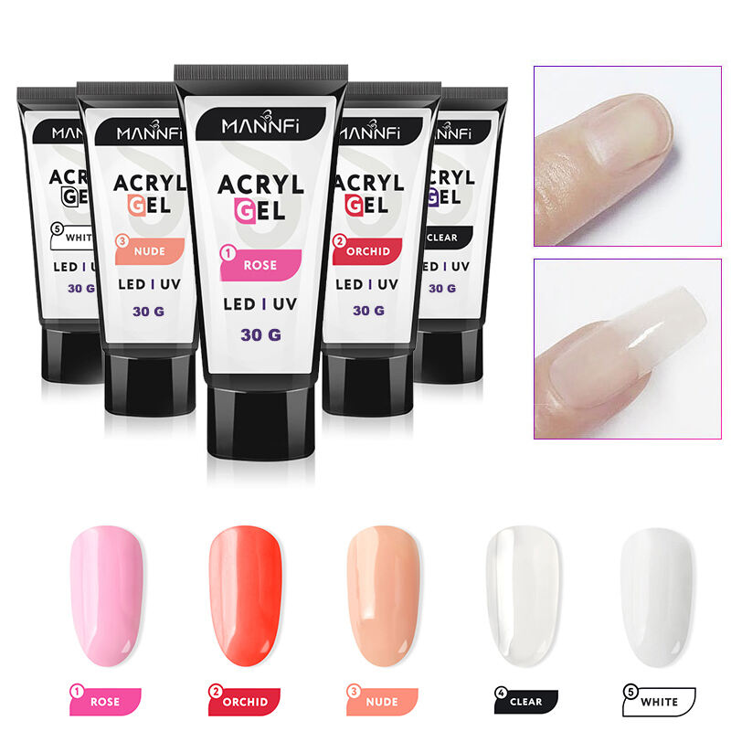 MANNFI Nail Product  Non Form 15ml Cosmetics UV Acrylic Poly Gel Nail Kit 6 Colors Extend Gel For Nail Salon factory
