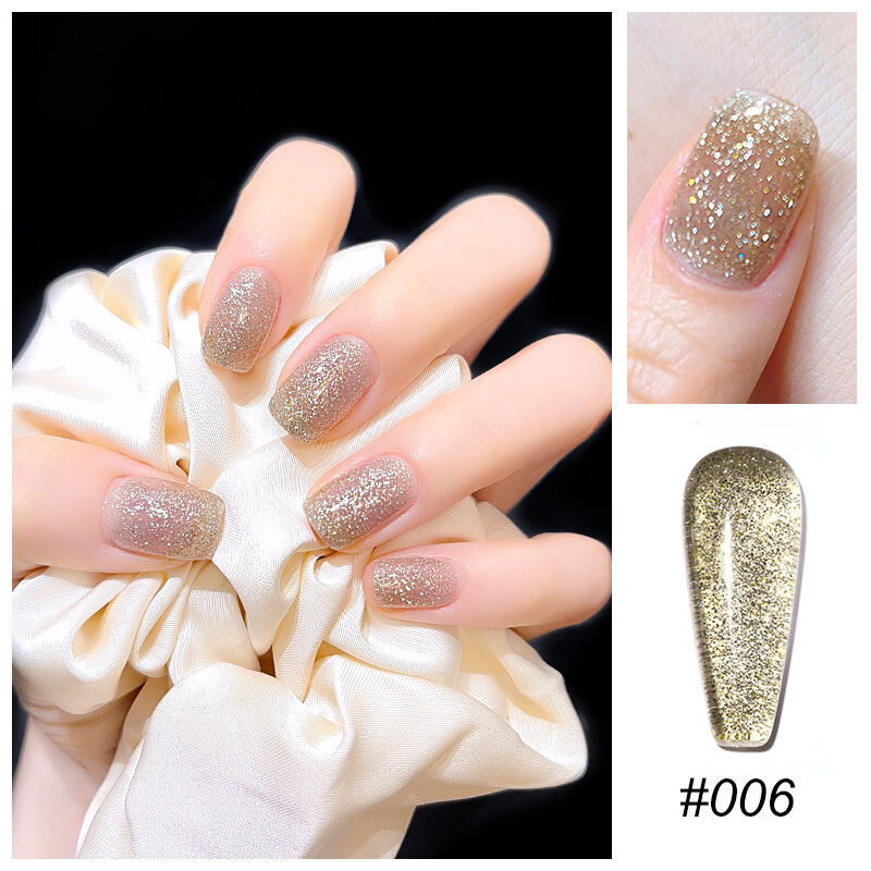 Mannfi Newest Reflective Disco Diamond Gel Nail Polish Bottle Item Color UV Glitter Nail Gel Polish Nail Supplier supplier