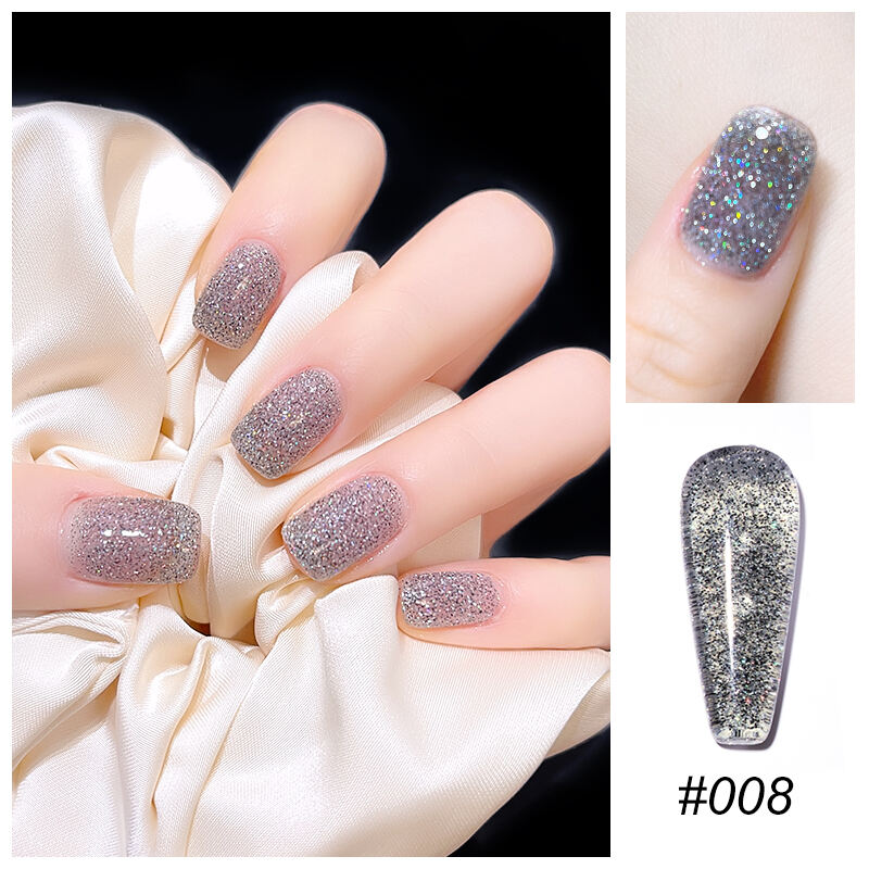 Mannfi Newest Reflective Disco Diamond Gel Nail Polish Bottle Item Color UV Glitter Nail Gel Polish Nail Supplier supplier
