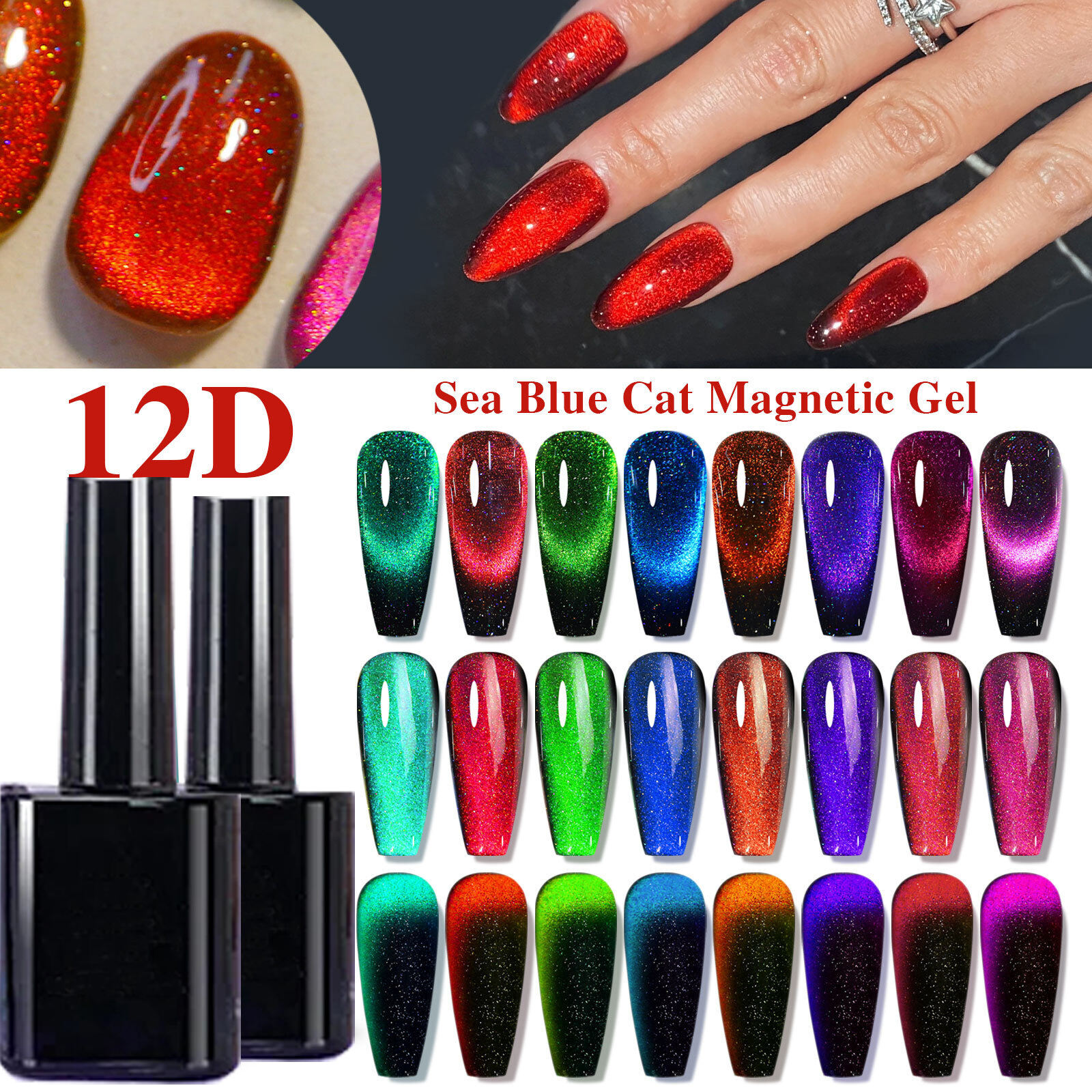 Factory Price Wholesale Custom Label OEM UV 12D Magnet Cat Eye Gel Nail Polish Spar Cat Eye Gel Nail Art Product manufacture