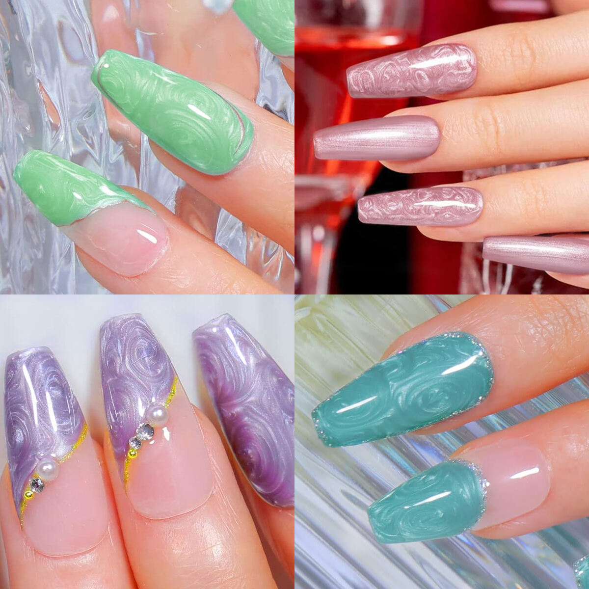 MANNFI Nail Suppliers Pearl Thread Shell Gel Long Lasting Aurora Painting UV Gel Nail Polish Nail Supplier 8 Colors In Stock manufacture