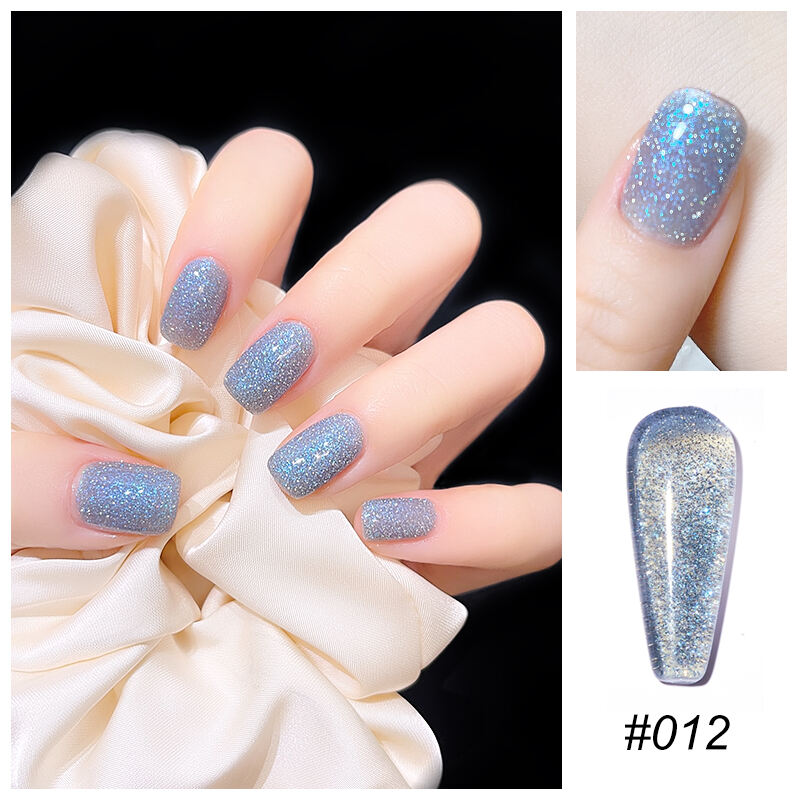 Mannfi Newest Reflective Disco Diamond Gel Nail Polish Bottle Item Color UV Glitter Nail Gel Polish Nail Supplier factory