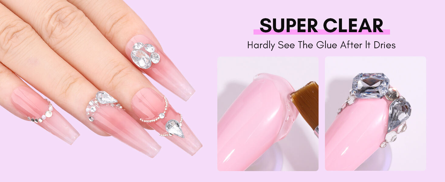 Hot Sale Nail Supplies Custom Logo Nail Art Product Function Gel Polish Soak Off UV Led Drilling Adhesive Rhinestone Gel manufacture