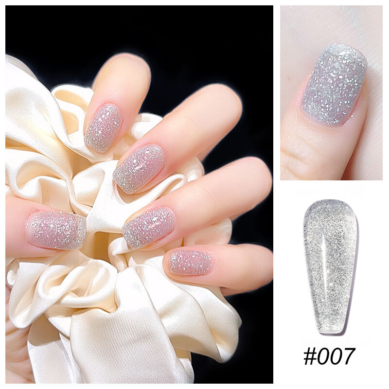 Mannfi Newest Reflective Disco Diamond Gel Nail Polish Bottle Item Color UV Glitter Nail Gel Polish Nail Supplier factory