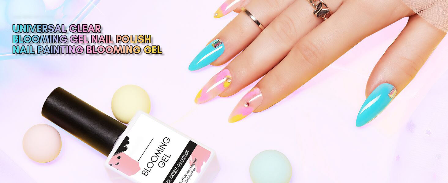 Nail supplier Custom Logo Nail Art Long lasting Function Gel Polish Uv Led Nail Blooming Gel Top Coat Base Gel Bloom Flower factory
