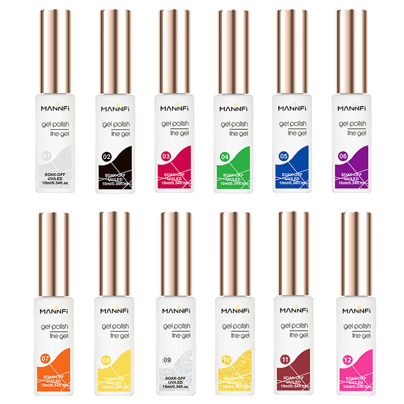 MANNFI DDP Service Factory Nail Painting Art Gel Polish Soak Off Uv Led 12 Colors Drawing Liner Gel Set Nail Product details