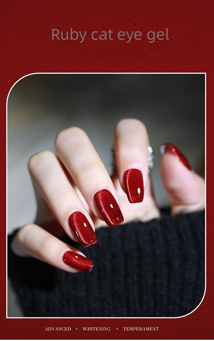 Factory Price Wholesale Custom Label UV Magnet Red Cat Eye Gel Nail Polish Spar Cat Eye Gel Nail Art Product manufacture