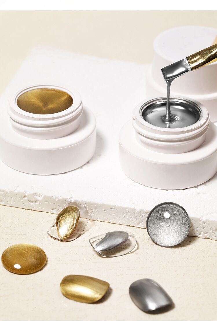MANNFI Gold Silver Embossing Color Painting Gel Nail Polish Mirror Effect Soak Off Uv Metal Gel Polish Nail Art Design manufacture
