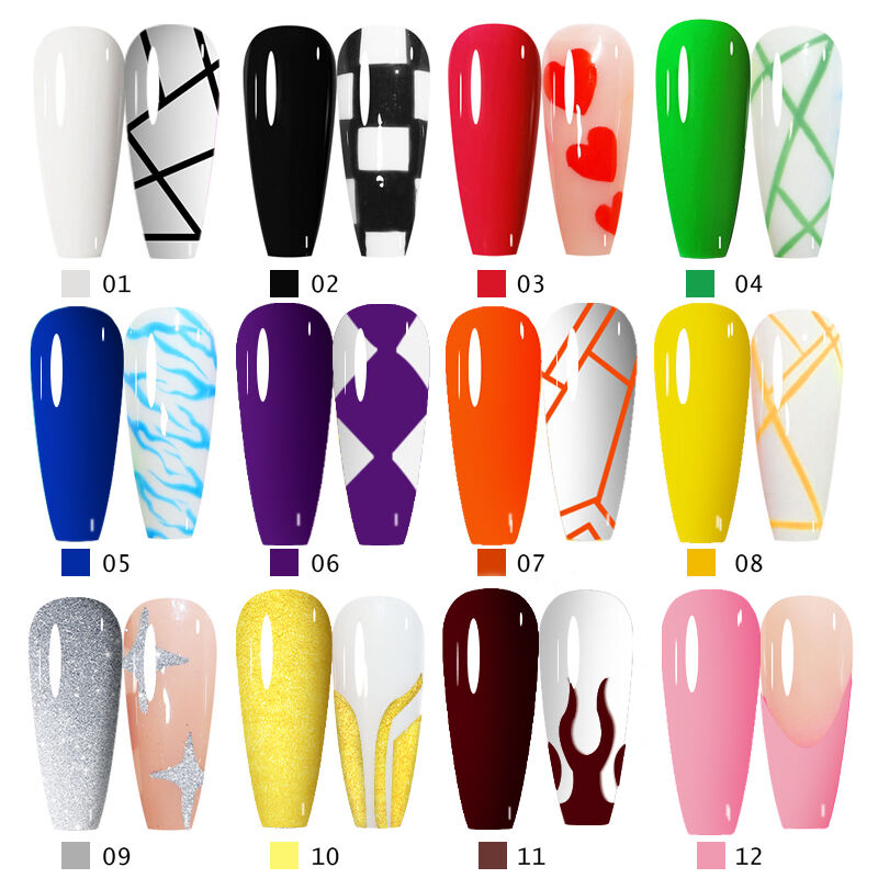 MANNFI DDP Service Factory Nail Painting Art Gel Polish Soak Off Uv Led 12 Colors Drawing Liner Gel Set Nail Product supplier