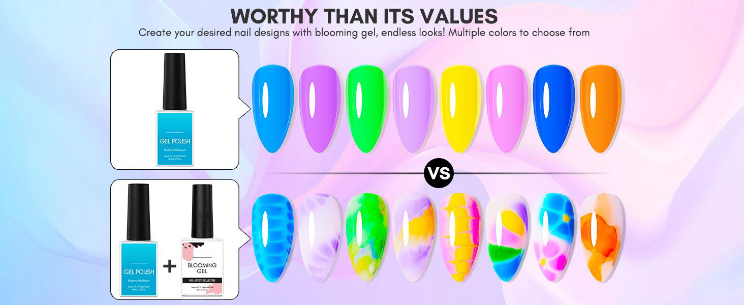 Nail supplier Custom Logo Nail Art Long lasting Function Gel Polish Uv Led Nail Blooming Gel Top Coat Base Gel Bloom Flower manufacture