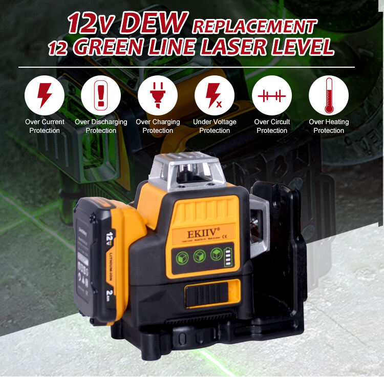12 lines Green Self-Leveling 360 degree 12V 2.0A machine tool Horizontal Vertical laser level With Remote Control 4D laser level manufacture