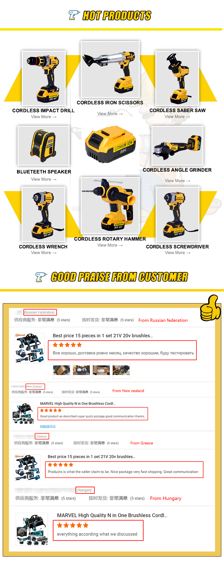 Exclusive products Professional grade with Same Battery Kit Combo ready stock cordless power tools 20v combo kit set supplier