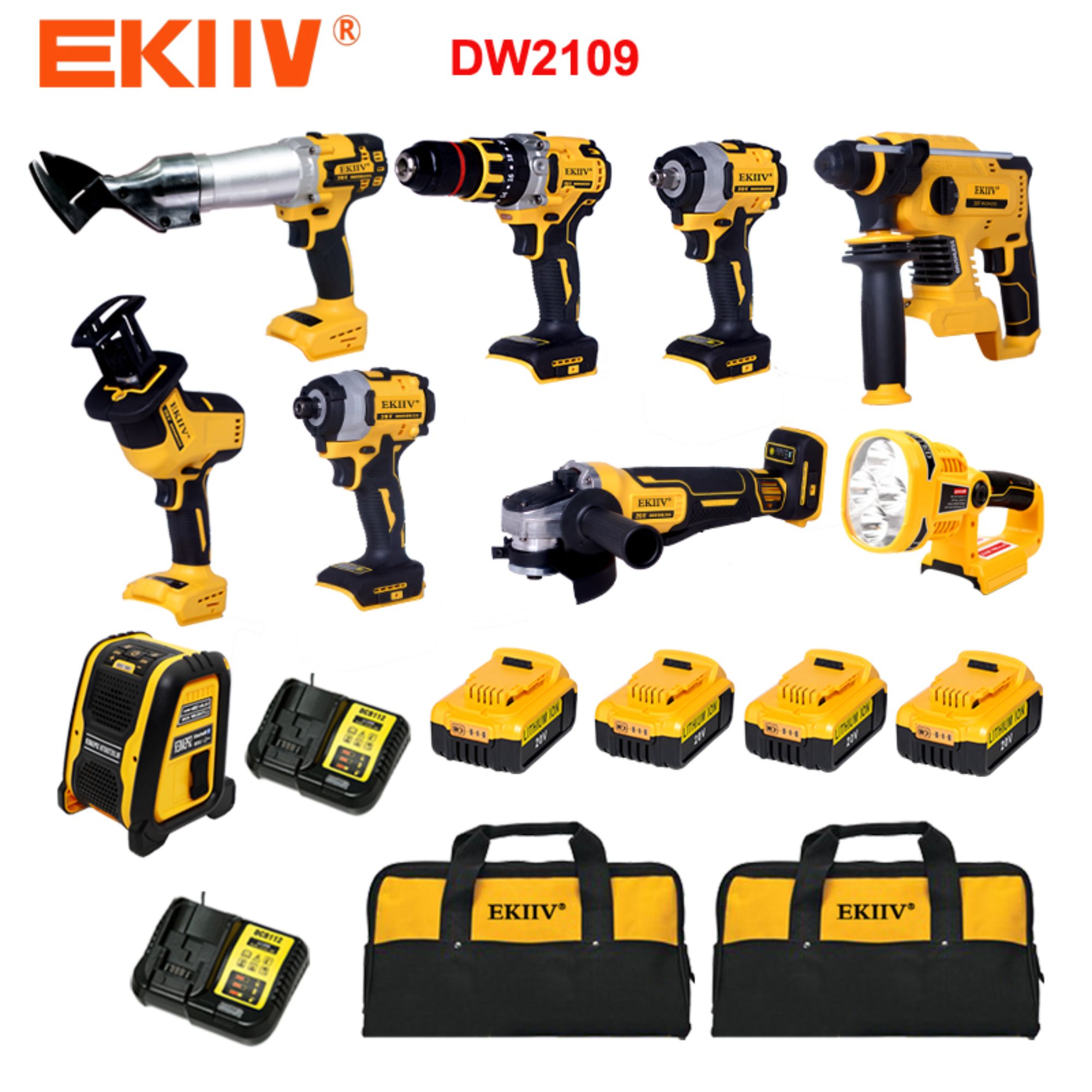 DW2109 EKIIV 20V 9 Werkzeuge in einem Hammerbohrer Akkuschlagbohrer Set kombiniertes Set ohne Kabel