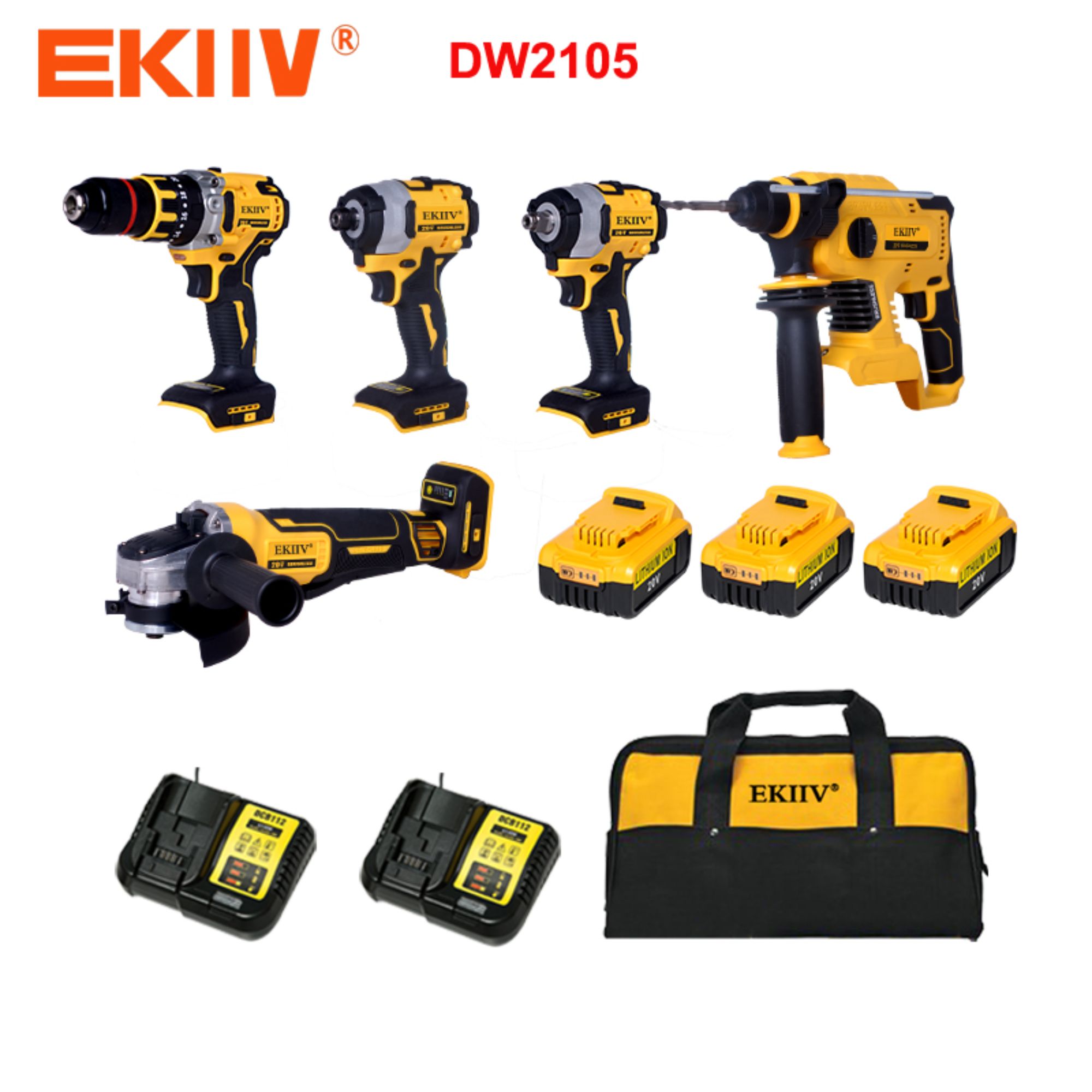 DW2105 EKIIV 20V 5 Werkzeuge in einem Profi-Qualität mit gleichem Batterie-Set kombiniertes Set bereit auf Lager leistungsstarke Akkuwerkzeuge Set