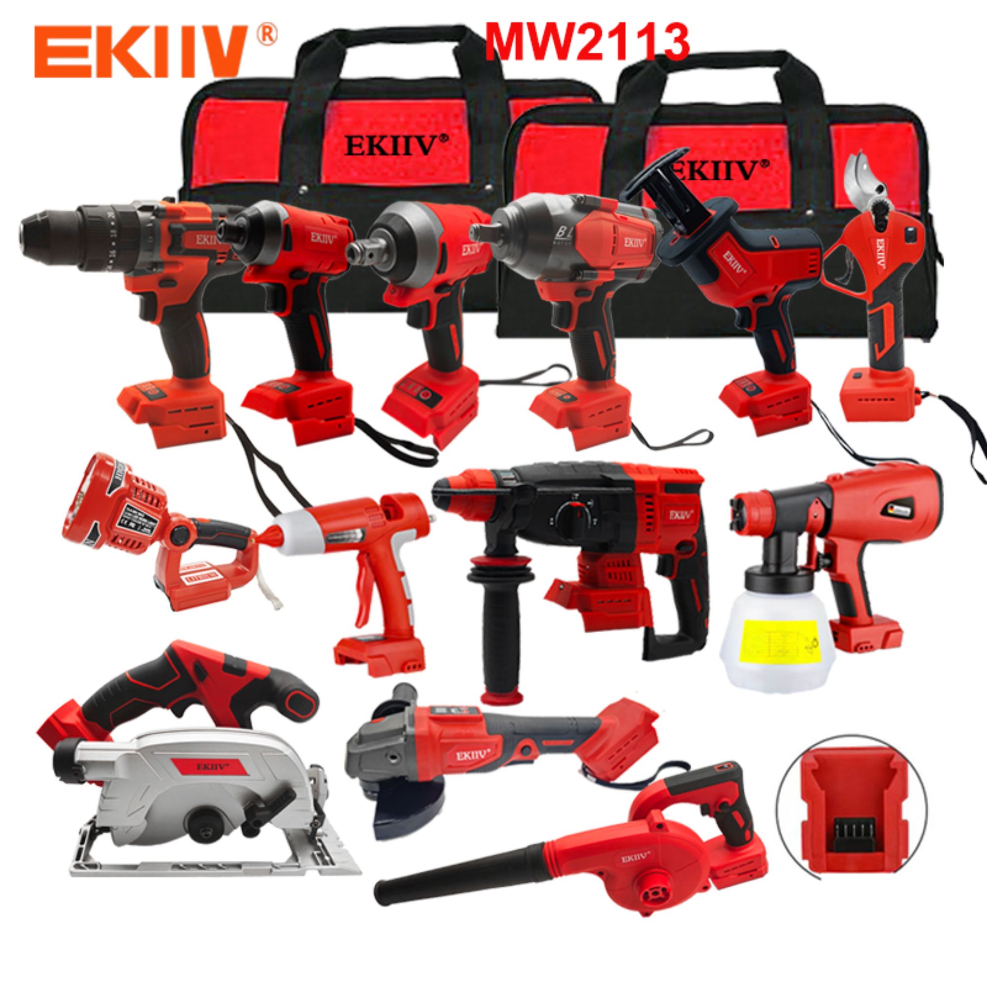 MW2113EKIIV maßgeschneiderte Masterbox blauer Farbe Industriequalität 20V Lithiumbatterie anpassbar 20V max akkubetriebenes Bohrkombiset 10-Werkzeuge